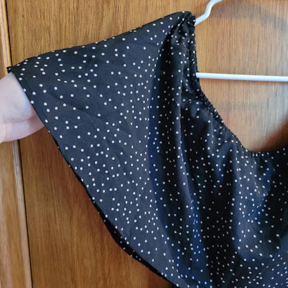 ASOS OHS Black Polka Dot Off Shoulder Jumpsuit 1x - Picture 6 of 8